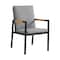 Armen Living Royal 7 Piece Black Aluminum and Teak Outdoor Dining Set with Dark Gray Fabric 840254332843 - alternate 6
